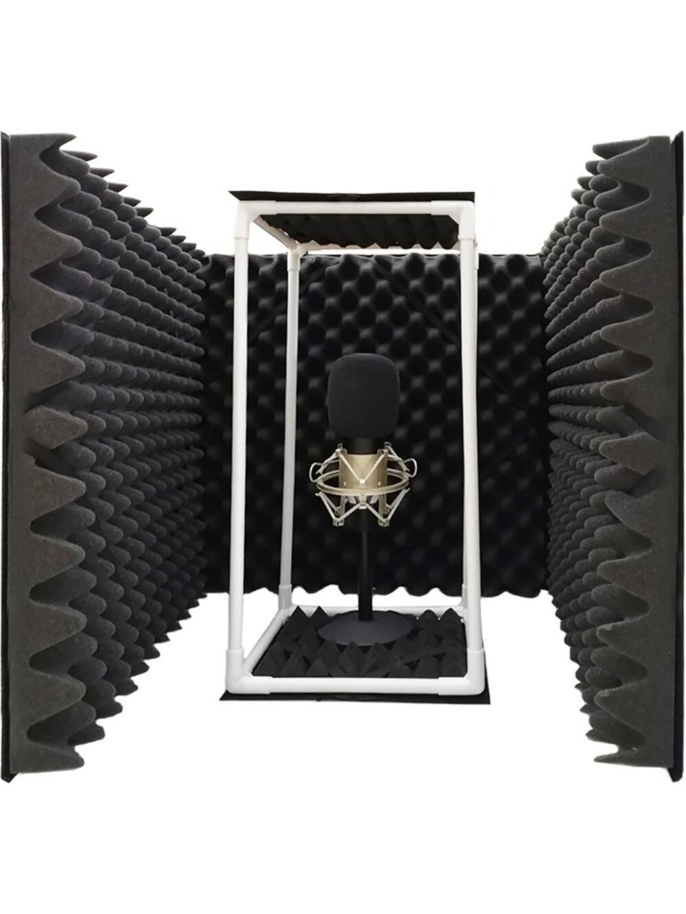 Large Microphone Isolation Shield - Foldable Vocal Booth & Acoustic Foam Panel